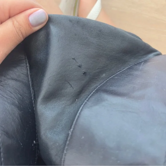 Henri Bendel Black Leather Tote Bag | Slouchy Shoulder Carryall - Picture 4 of 6